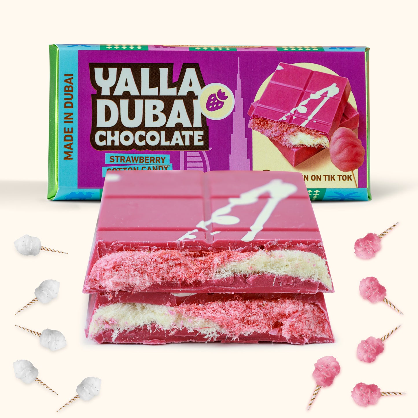 Strawberry Cotton Candy Dubai Chocolate - 140 g